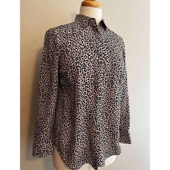 J Crew 100% Silk Leopard Button Up Blouse NWT - Picture 3 of 6